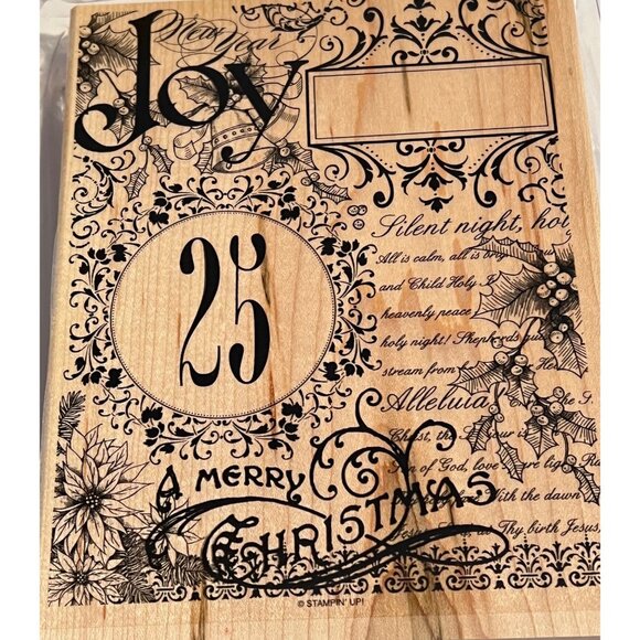 Stampin Up! Christmas Collage Wood-Mounted Rubber Stamp - Picture 1 of 3
